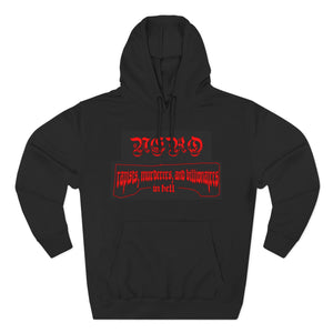 Rapists, murderers, and billionaires in hell hoodie