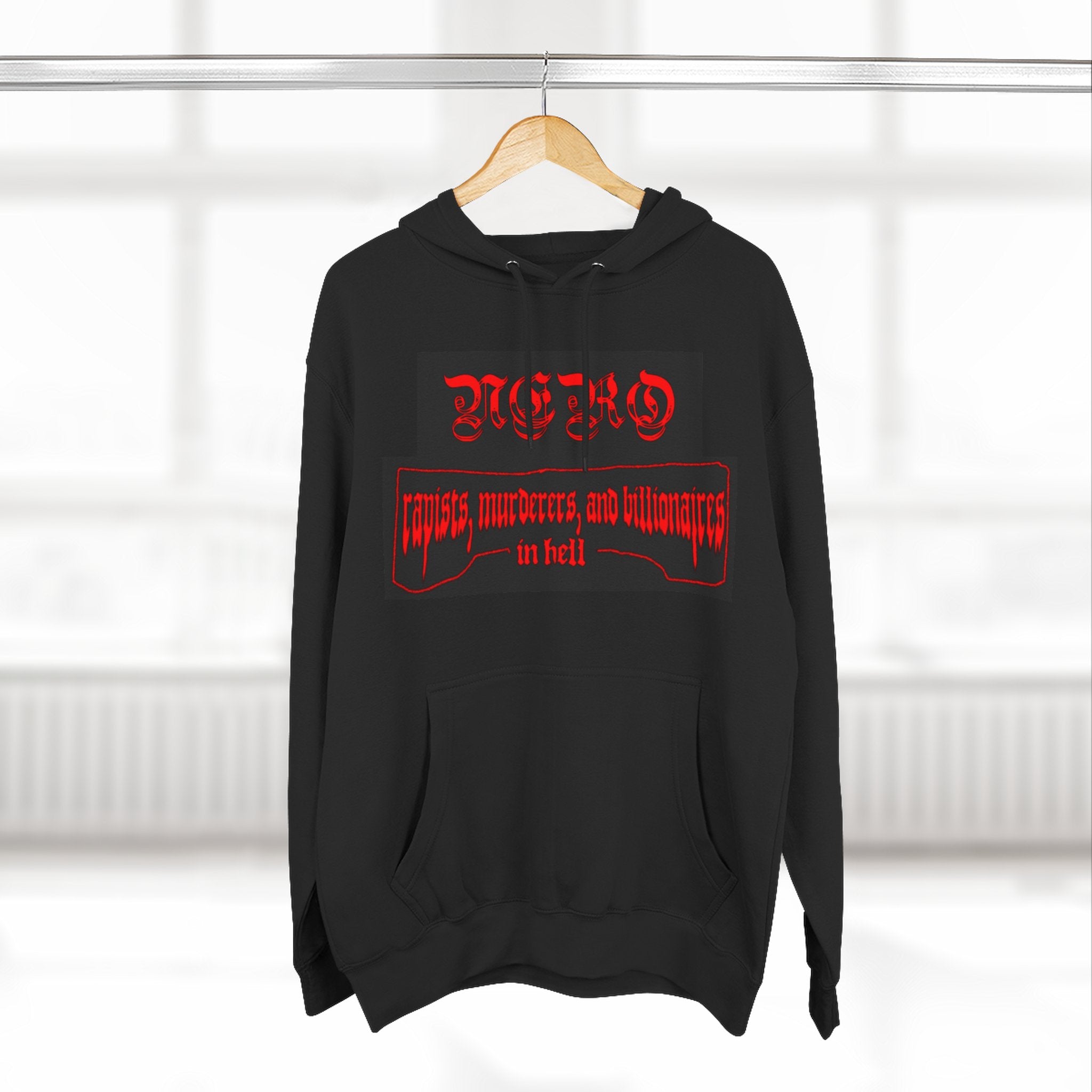 Rapists, murderers, and billionaires in hell hoodie