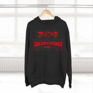 Rapists, murderers, and billionaires in hell hoodie