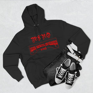 Rapists, murderers, and billionaires in hell hoodie