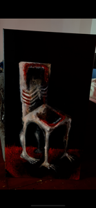 man made chair on blood carpet